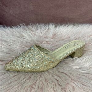 Sparkling Gold Embellished Mules